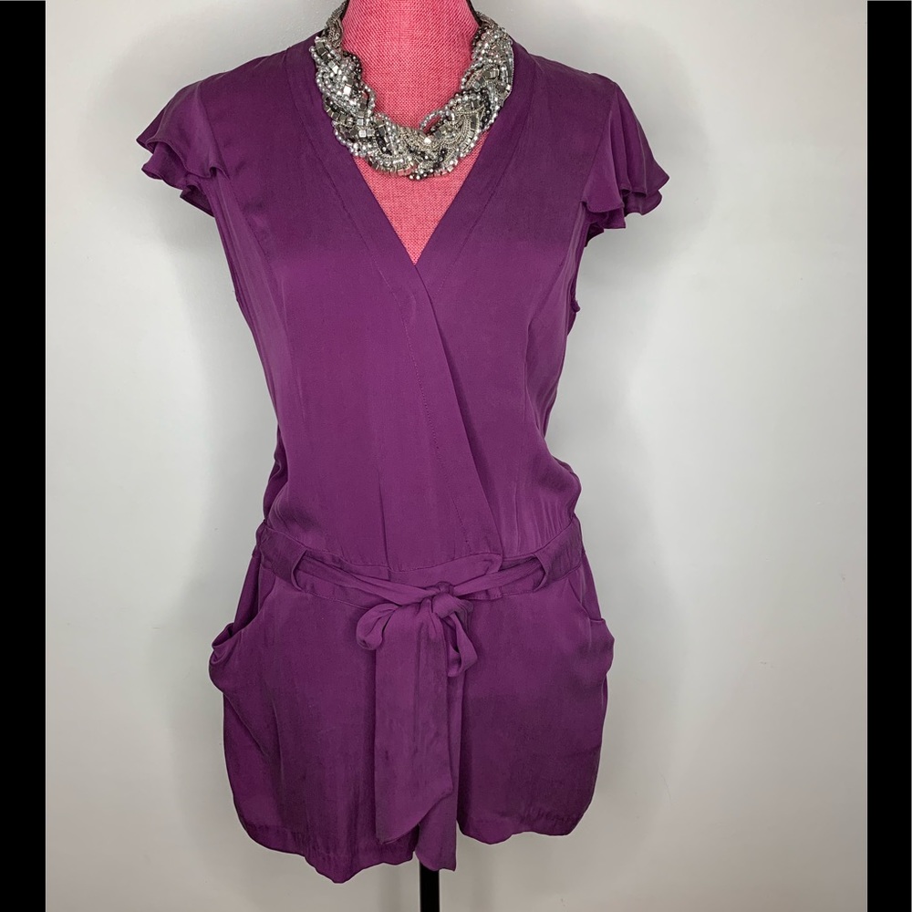Ruffle sleeve wrap front short jumper